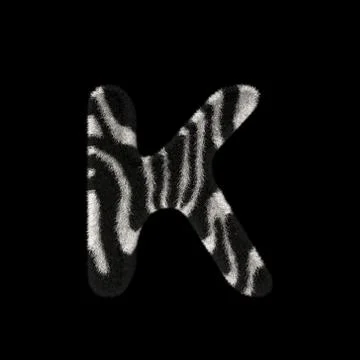 3D Rendering Creative Illustration Zebra Print Furry Letter K Stock Illustration
