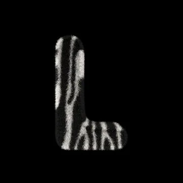 3D Rendering Creative Illustration Zebra Print Furry Letter L Stock Illustration