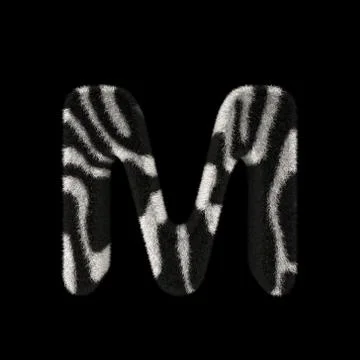 3D Rendering Creative Illustration Zebra Print Furry Letter M Stock Illustration