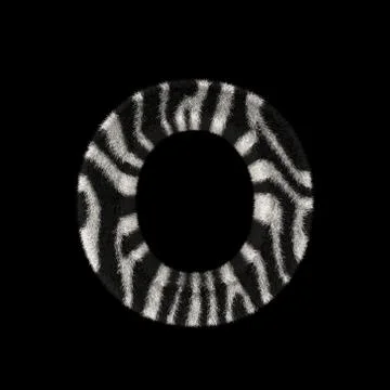 3D Rendering Creative Illustration Zebra Print Furry Letter O Stock Illustration