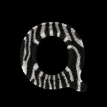 3D Rendering Creative Illustration Zebra Print Furry Letter Q Stock Illustration