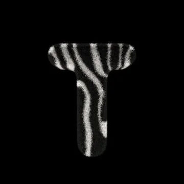 3D Rendering Creative Illustration Zebra Print Furry Letter T Stock Illustration