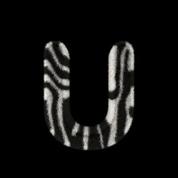 3D Rendering Creative Illustration Zebra Print Furry Letter U Stock Illustration