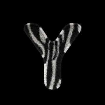 3D Rendering Creative Illustration Zebra Print Furry Letter Y Stock Illustration