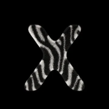 3D Rendering Creative Illustration Zebra Print Furry Letter X Stock Illustration