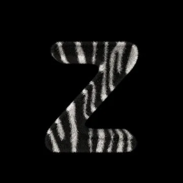 3D Rendering Creative Illustration Zebra Print Furry Letter Z Stock Illustration