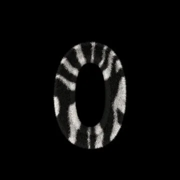 3D Rendering Creative Illustration Zebra Print Furry Number 0 Stock Illustration