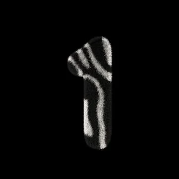 3D Rendering Creative Illustration Zebra Print Furry Number 1 Stock Illustration