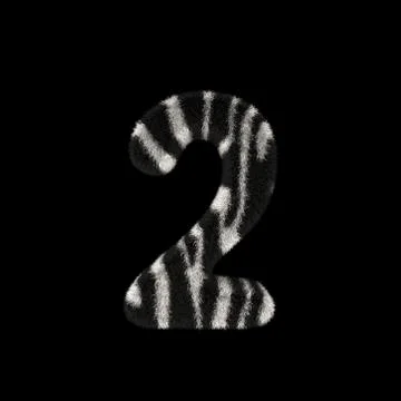 3D Rendering Creative Illustration Zebra Print Furry Number 2 Stock Illustration