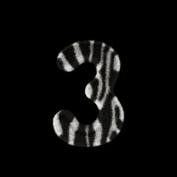 3D Rendering Creative Illustration Zebra Print Furry Number 3 Stock Illustration