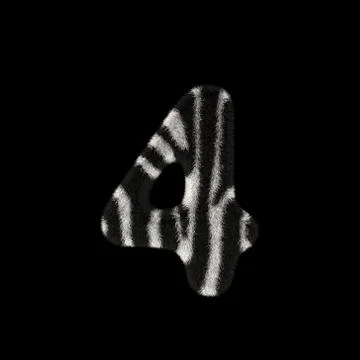 3D Rendering Creative Illustration Zebra Print Furry Number 4 Stock Illustration