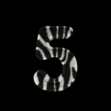 3D Rendering Creative Illustration Zebra Print Furry Number 5 Stock Illustration