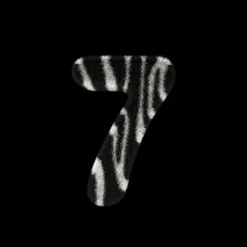 3D Rendering Creative Illustration Zebra Print Furry Number 7 Stock Illustration