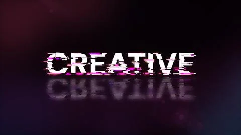 3D rendering creative text with screen effects of technological glitches Stock Photos