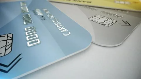 3d rendering of Credit cards on white. Shopping concept. Stock Illustration
