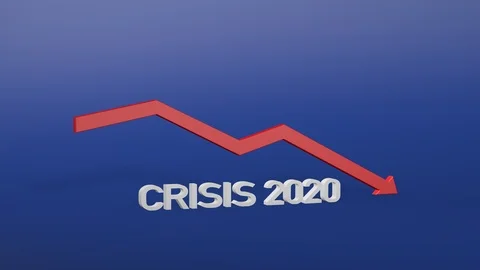 3d rendering of crisis 2020 concept with decreasing red arrow. Global financial 库存影片 126577256