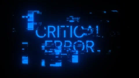 3D rendering critical error text with screen effects of technological glitche Illustrazione stock