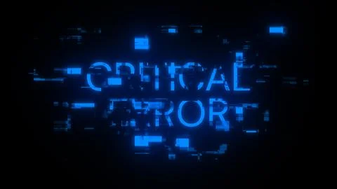 3D rendering critical error text with screen effects of technological glitche Illustrazione stock