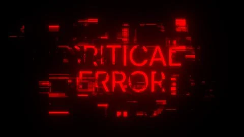 3D rendering critical error text with screen effects of technological glitche Illustrazione stock