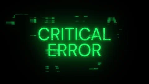3D rendering critical error text with screen effects of technological glitche Stockillustratie