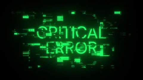 3D rendering critical error text with screen effects of technological glitche Illustrazione stock