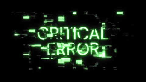 3D rendering critical error text with screen effects of technological glitche Stock-Illustration