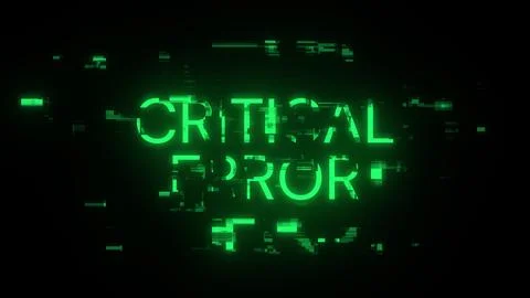 3D rendering critical error text with screen effects of technological glitche Stock Illustration