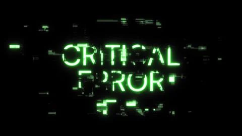 3D rendering critical error text with screen effects of technological glitche Stockillustratie