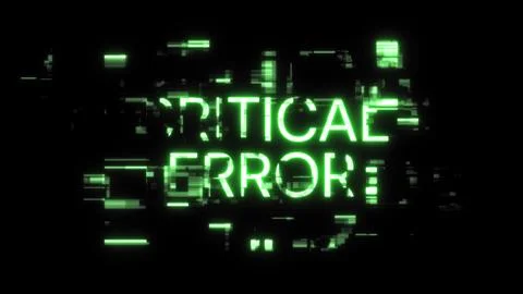 3D rendering critical error text with screen effects of technological glitche Illustrazione stock