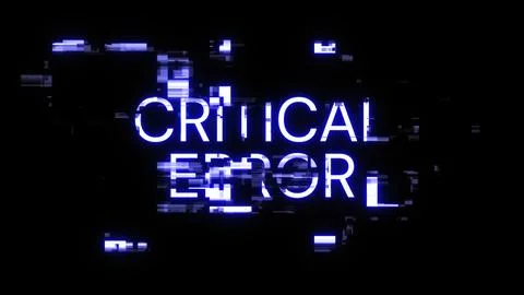3D rendering critical error text with screen effects of technological glitche Stock Illustration