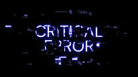 3D rendering critical error text with screen effects of technological glitche Illustrazione stock