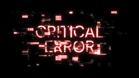 3D rendering critical error text with screen effects of technological glitche Illustrazione stock