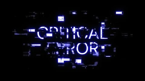 3D rendering critical error text with screen effects of technological glitche Illustrazione stock
