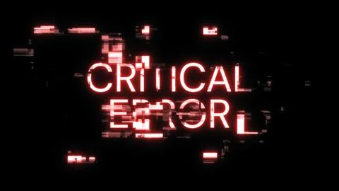 3D rendering critical error text with screen effects of technological glitche Stock Illustration