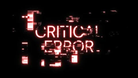 3D rendering critical error text with screen effects of technological glitche Illustrazione stock