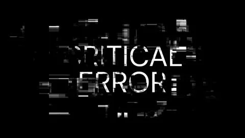 3D rendering critical error text with screen effects of technological glitche Stock-Illustration