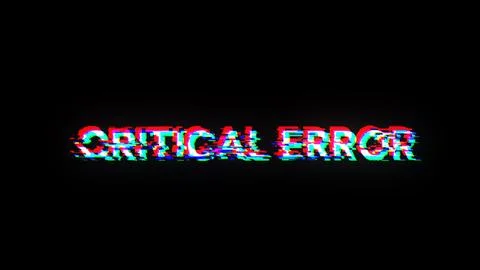 3D rendering critical error text with screen effects of technological glitche Illustrazione stock