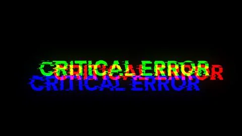 3D rendering critical error text with screen effects of technological glitche Stock Illustration