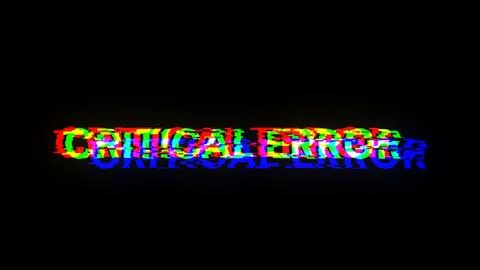 3D rendering critical error text with screen effects of technological glitche Stock Illustration