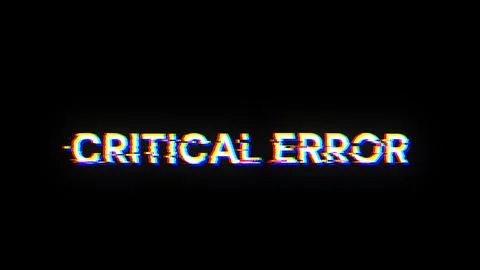 3D rendering critical error text with screen effects of technological glitche Illustrazione stock