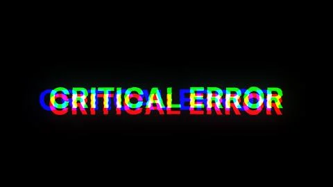 3D rendering critical error text with screen effects of technological glitche Stock-Illustration