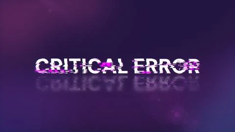 3D rendering critical error text with screen effects of technological glitche Stockillustratie