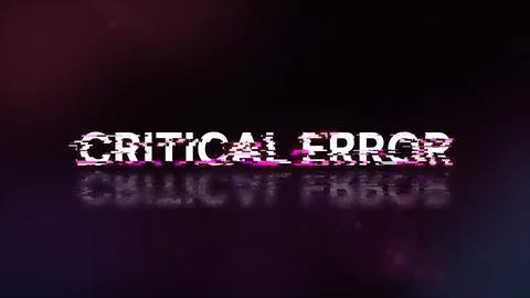 3D rendering critical error text with screen effects of technological glitche Illustrazione stock