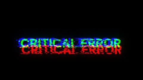 3D rendering critical error text with screen effects of technological glitche 库存插图