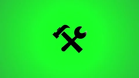 3d rendering of crossed hammer and wrench tool icon moving on green screen .. Stock Footage 346496474