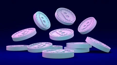 3D Rendering cryptocurrency B coin as referring to blockchain on background.. Stock Illustration