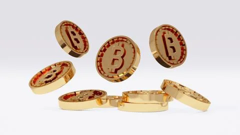 3D Rendering cryptocurrency B coin as referring to blockchain falling on ba.. Stock Illustration