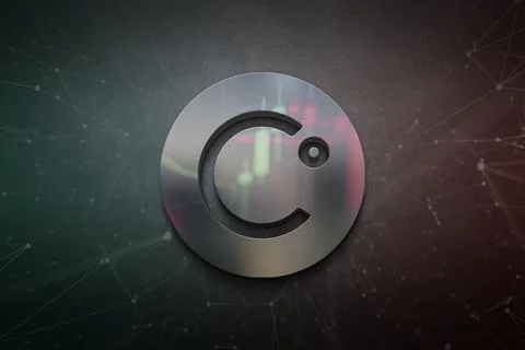 3D rendering cryptocurrency coin on colorful background, cryptocurrency conce Illustrazione stock