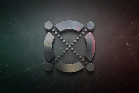 3D rendering cryptocurrency coin on colorful background, cryptocurrency conce Illustrazione stock