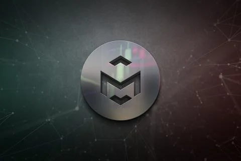 3D rendering cryptocurrency coin on colorful background, cryptocurrency conce Illustrazione stock